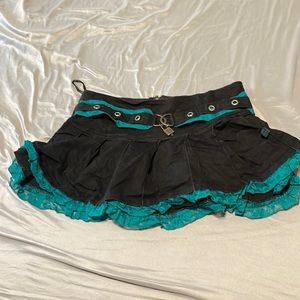 Black and turquoises goth mini skirt
